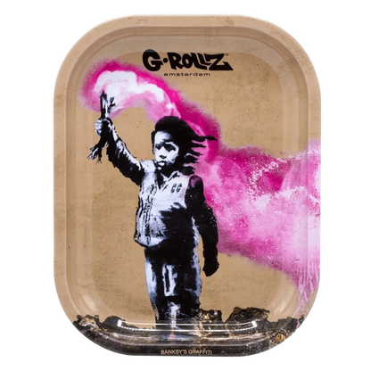 Rolling Tray Banksy's Graffiti – 18x14 cm Tablett aus Metall