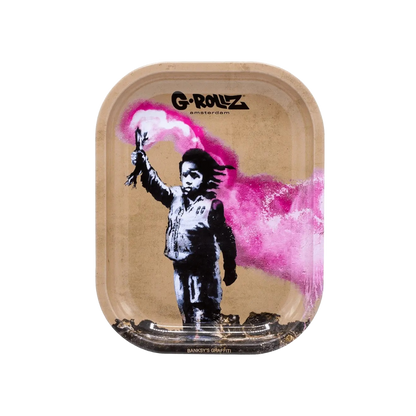 Rolling Tray Banksy's Graffiti Torch Boy – G-Rollz Metalltablett klein