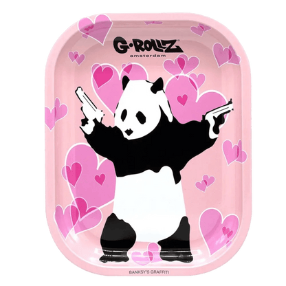 G-ROLLZ Rolling Tray Banksy Panda Gunnin aus Metall 14x18 cm