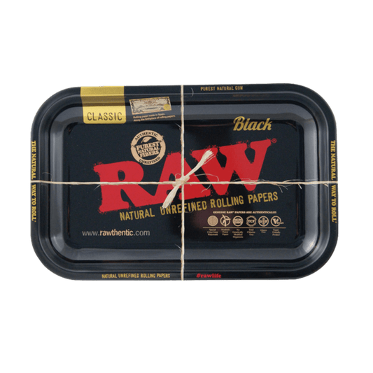 RAW Rolling Tray klassisch schwarz aus Metall 27,5x17,5 cm