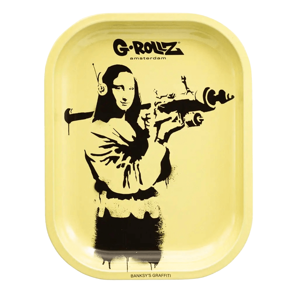 Rolling Tray G-ROLLZ Banksy's Graffiti Mona Launcher Metall 14x18 cm