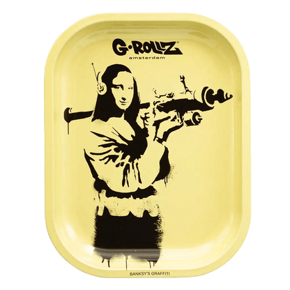 Rolling Tray G-ROLLZ Banksy's Graffiti Mona Launcher Metall 14x18 cm