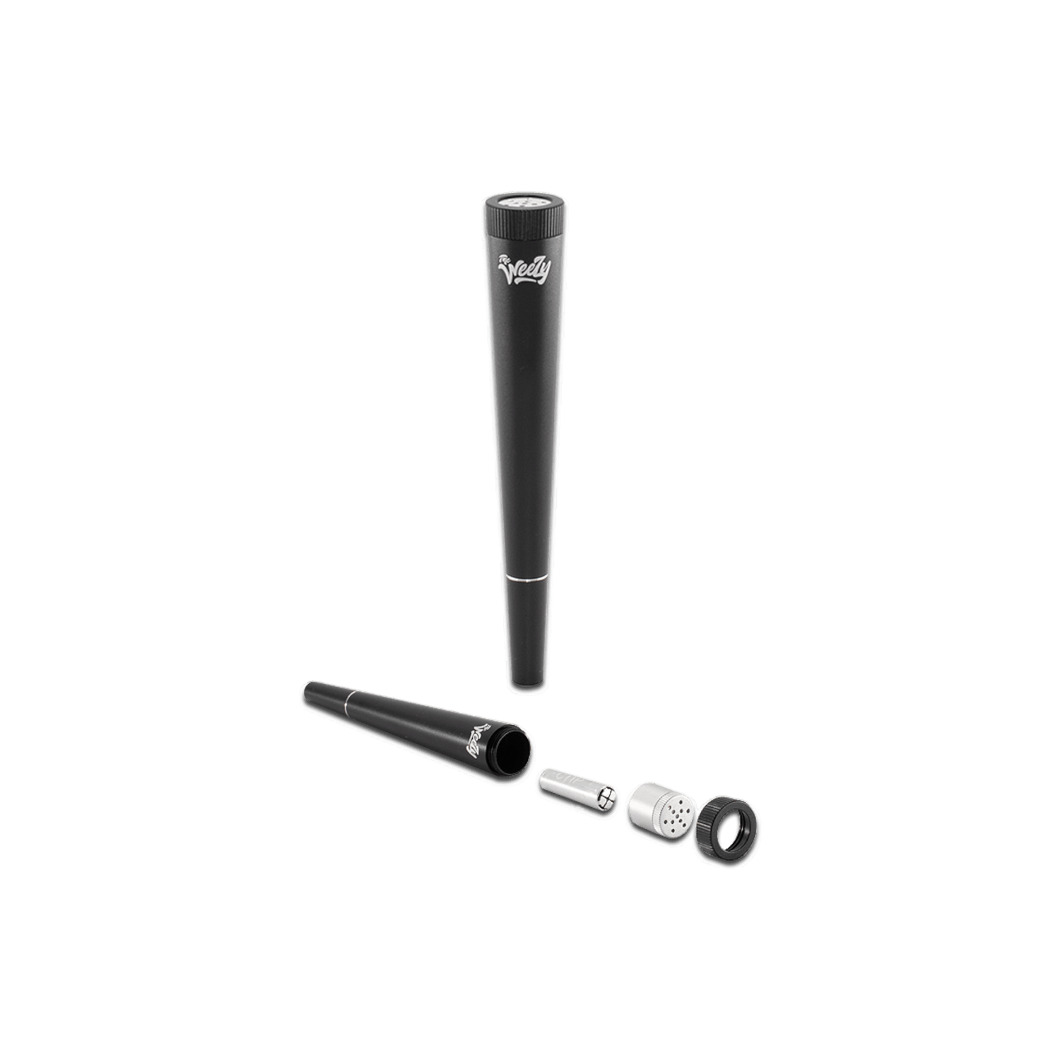 Weezy Black Purpfeife aus Aluminium mit CTIP Aktivkohlefilter, 10,3 cm lang, für ein sanftes Raucherlebnis.