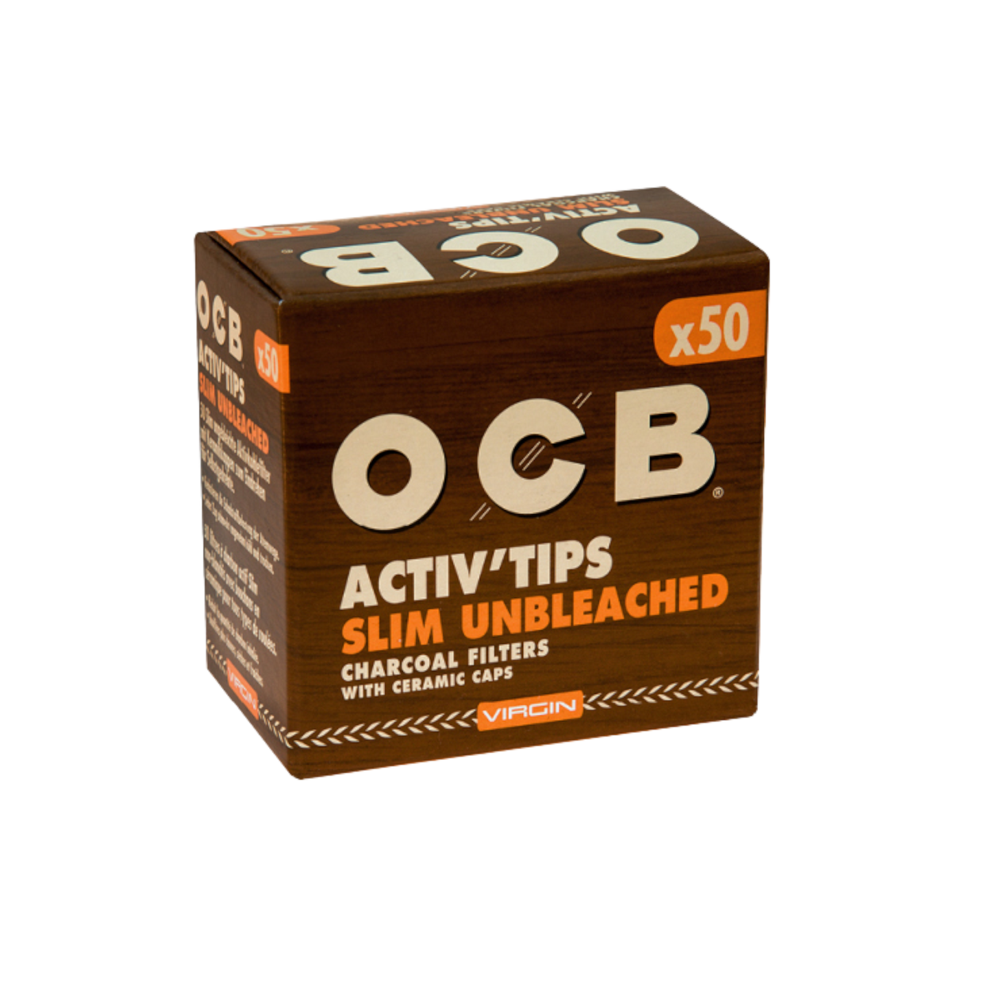 OCB Filter Slim Activ Tips Unbleached - Virgin Aktivkohle 7mm, 50 Stück