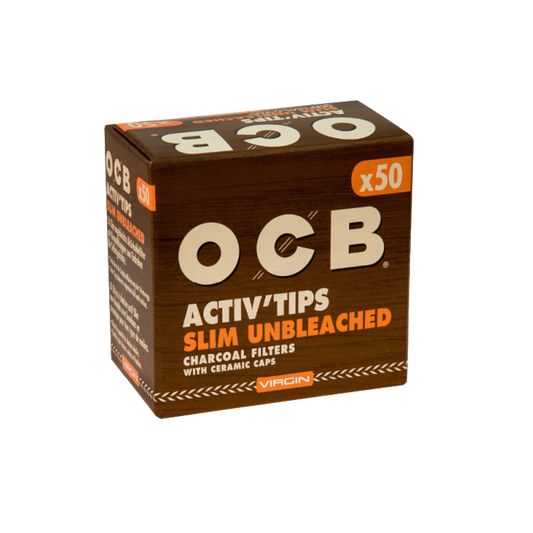 OCB Filter Slim Activ Tips Unbleached - Virgin Aktivkohle 7mm, 50 Stück